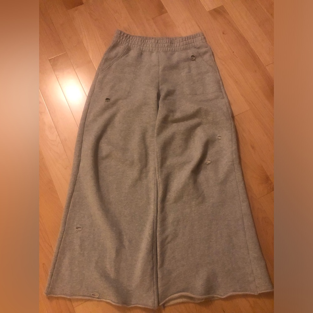 aerie distressed wide leg sweatpants